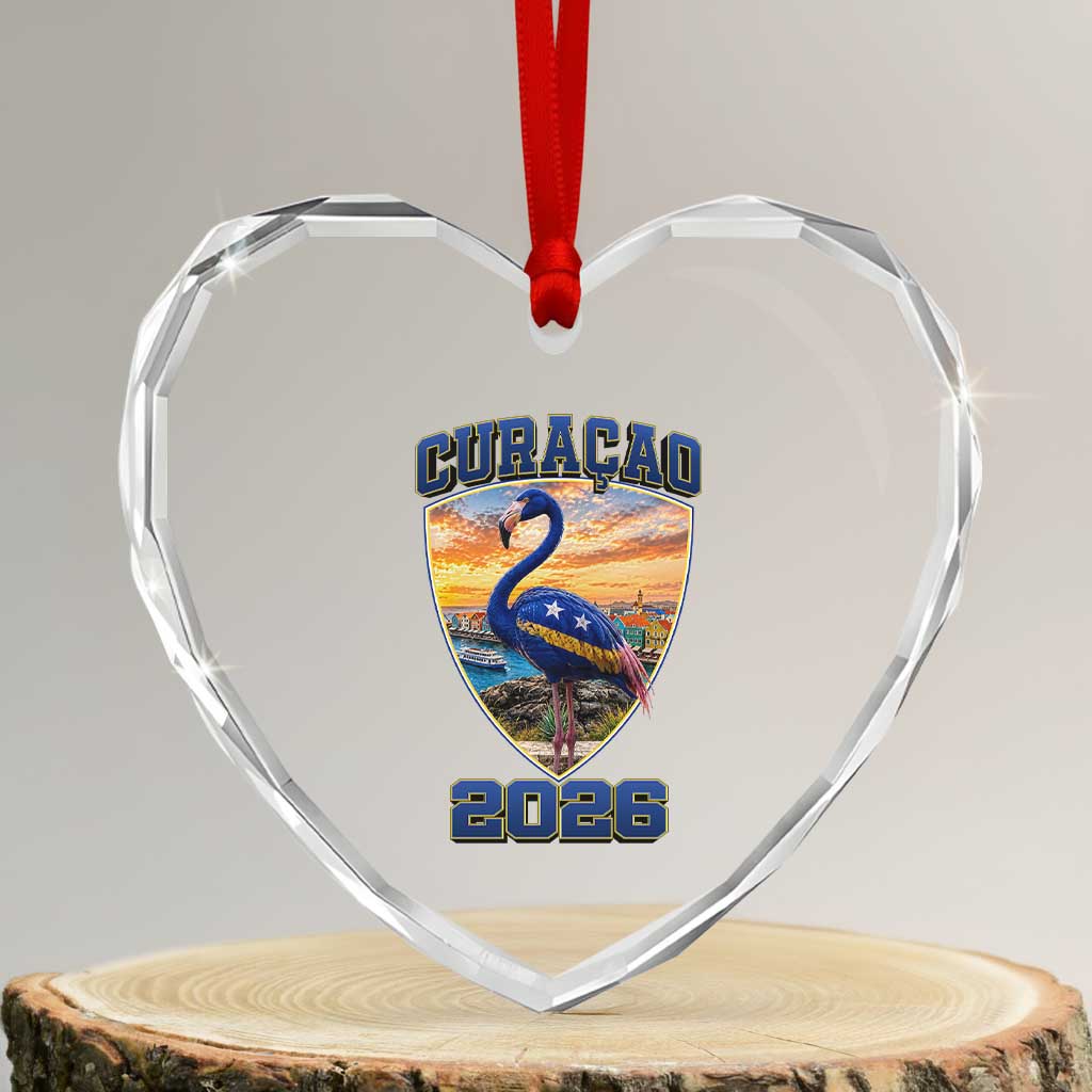 Funny Curacao Flamingo Soccer Lover Heart Crystal Glass Ornament Caribbean Island Gift TS12 Transparent Glass 3'' Heart Print Your Wear