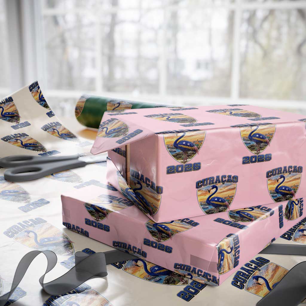Funny Curacao Flamingo Soccer Lover Wrapping Paper Roll Caribbean Island Gift
