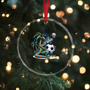 Funny Curaçao Iguana Soccer Fan Crystal Glass Ornament Caribbean Pride Football Graphic