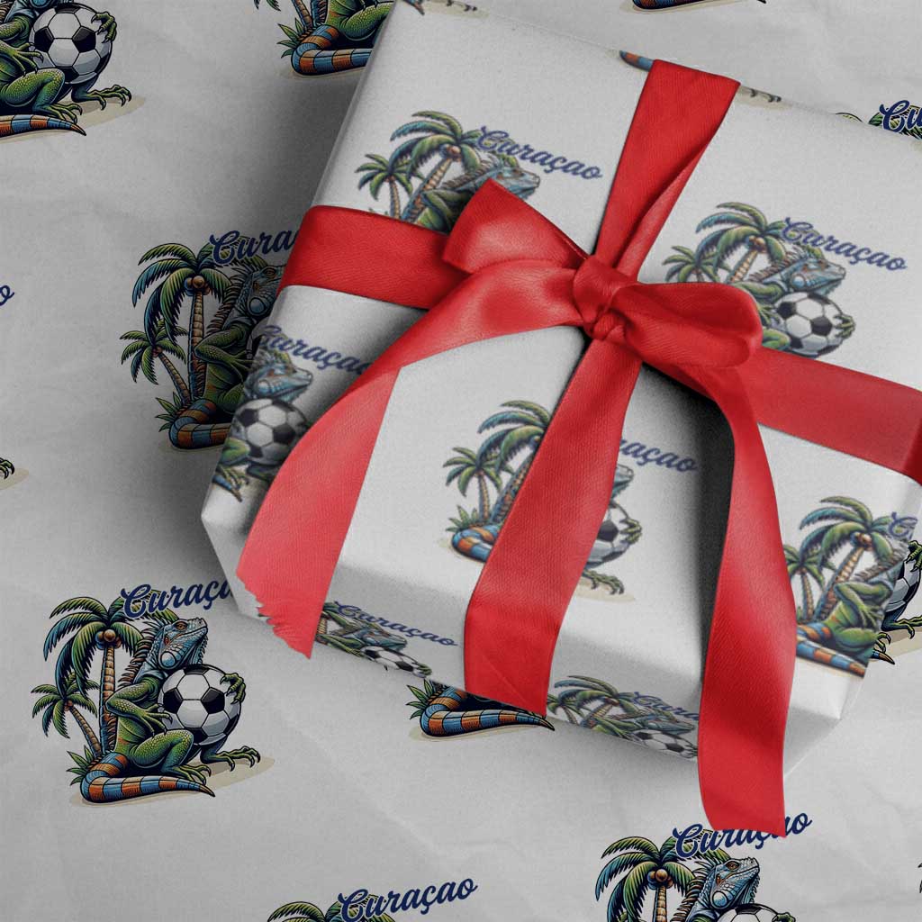 Funny Curaçao Iguana Soccer Fan Wrapping Paper Roll Caribbean Pride Football Graphic