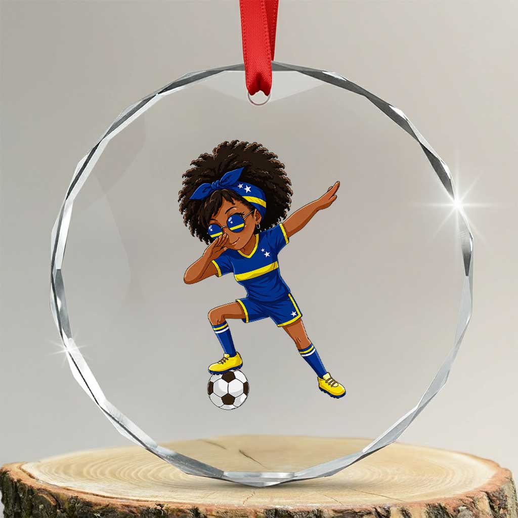 Funny Curacao Soccer Girl Crystal Glass Ornament Dabbing Football Fan Gift TS12 Transparent Glass 3'' Circle Print Your Wear