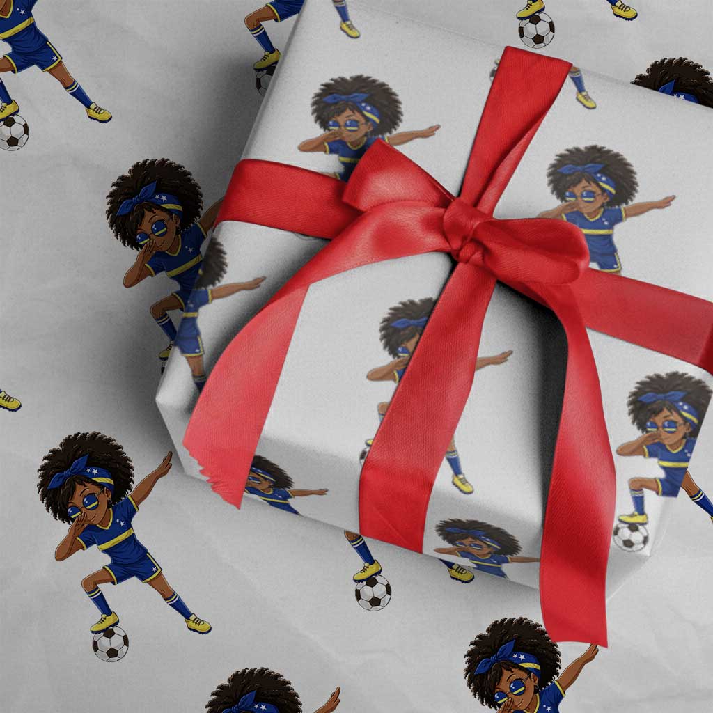 Funny Curacao Soccer Girl Wrapping Paper Roll Dabbing Football Fan Gift
