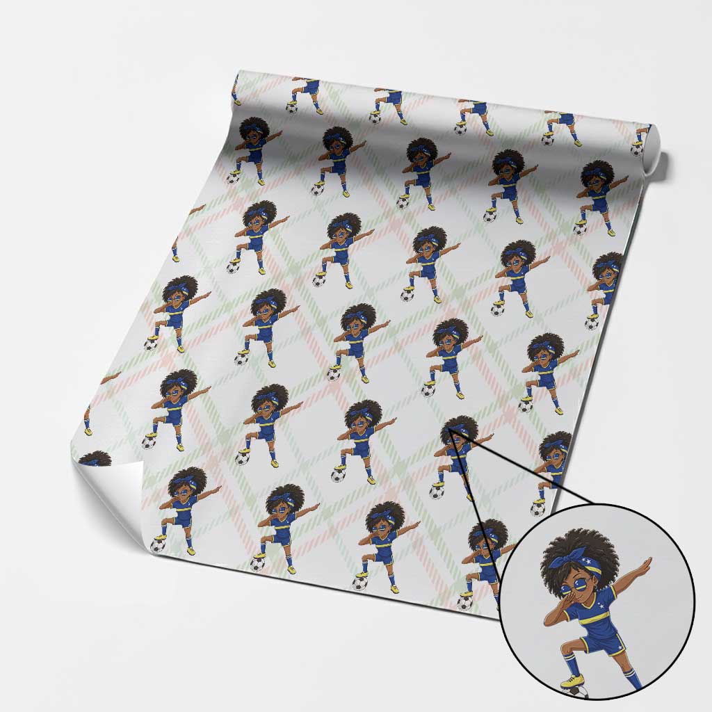 Funny Curacao Soccer Girl Wrapping Paper Roll Dabbing Football Fan Gift