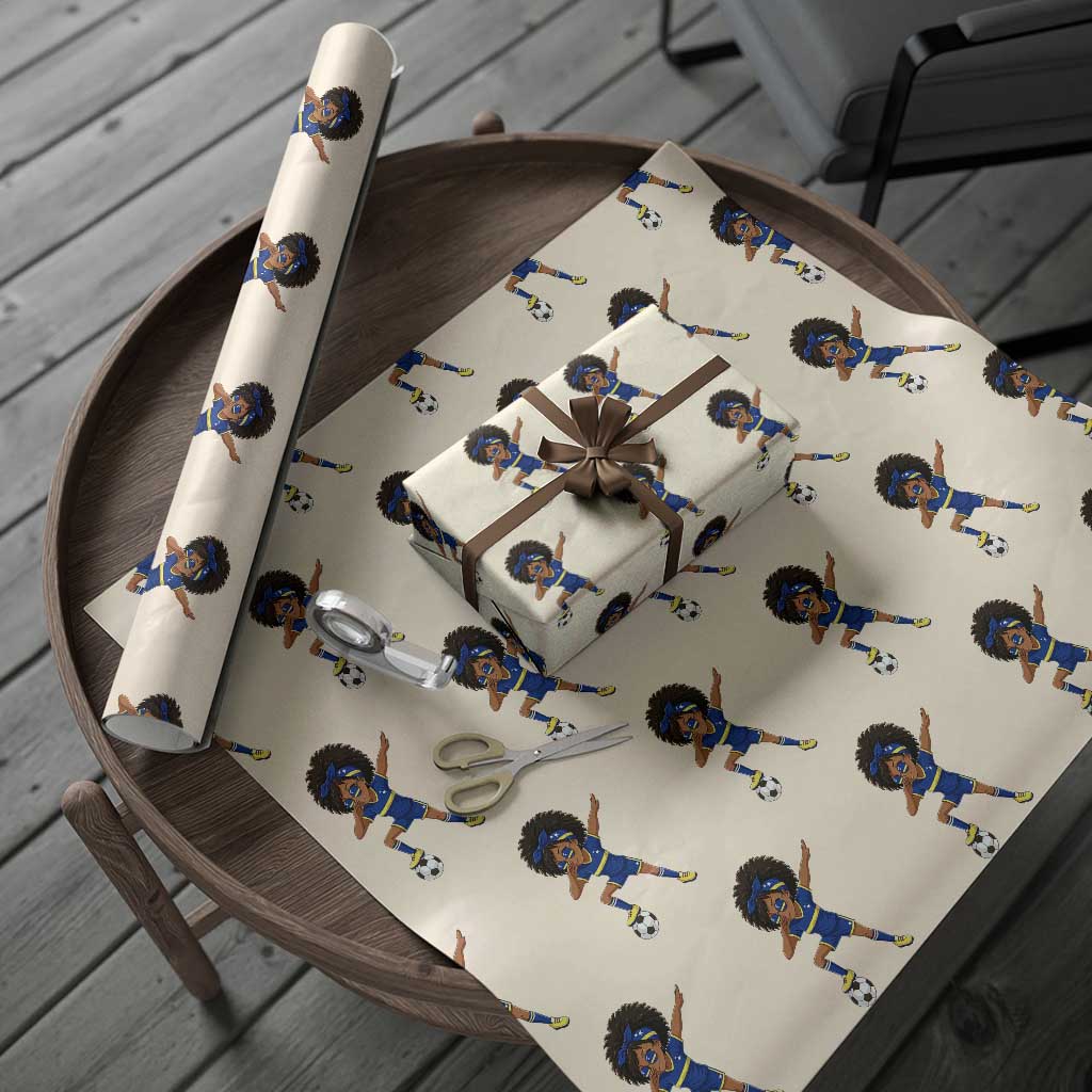 Funny Curacao Soccer Girl Wrapping Paper Roll Dabbing Football Fan Gift