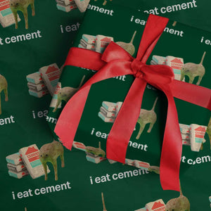 Funny Cursed Cat Meme Wrapping Paper Roll I Eat Cement Oddly Specific Dank Meme TS02 Green Print Your Wear