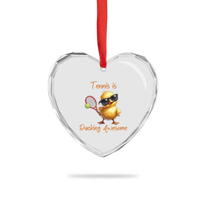 Funny Cute Duck Playing Tennis Heart Crystal Glass Ornament Ducking Awesome TS12 Print Your Wear