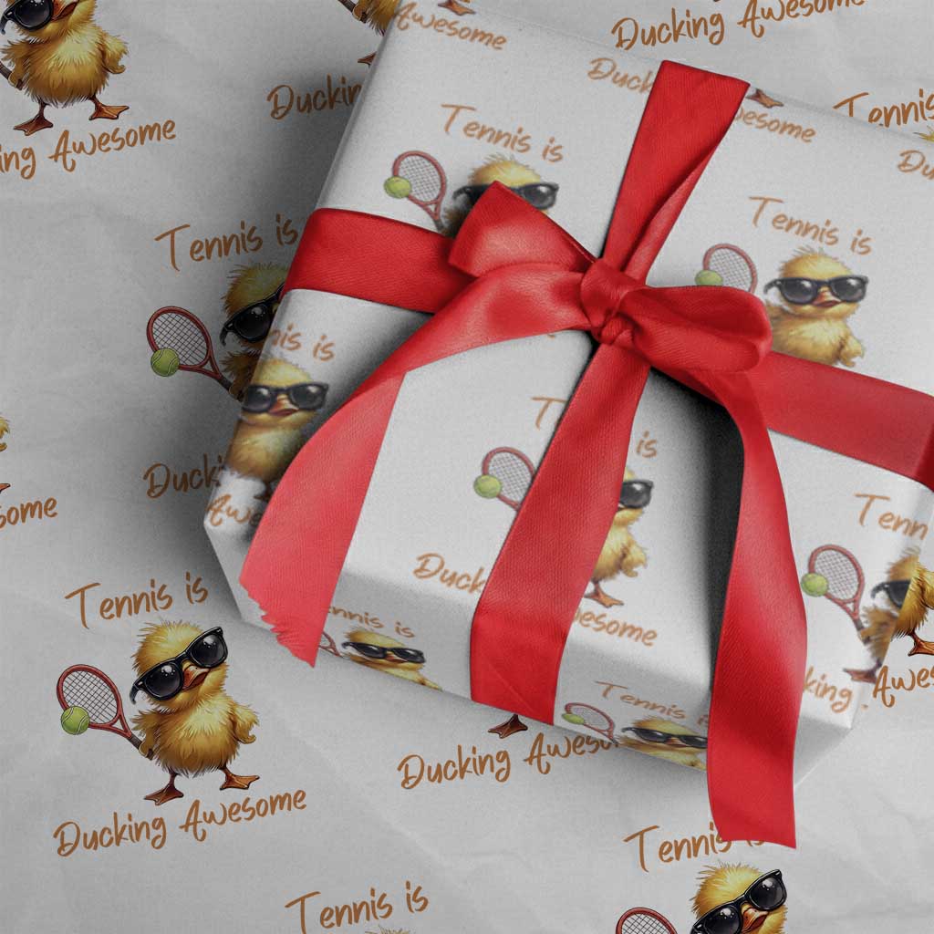 Funny Cute Duck Playing Tennis Wrapping Paper Roll Ducking Awesome TS12 White Print Your Wear