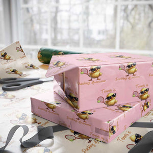 Funny Cute Duck Playing Tennis Wrapping Paper Roll Ducking Awesome TS12 Light Pink Print Your Wear