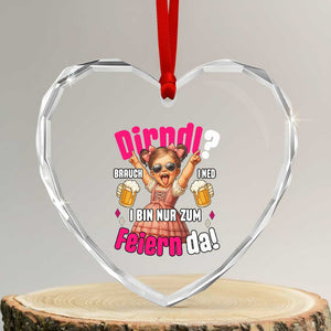 Funny Cute Girl Oktoberfest Heart Crystal Glass Ornament Dirndle I Bin Nur Zum Feiern Da Party TS02 Transparent Glass 3'' Heart Print Your Wear