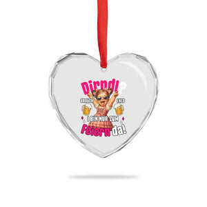 Funny Cute Girl Oktoberfest Heart Crystal Glass Ornament Dirndle I Bin Nur Zum Feiern Da Party TS02 Print Your Wear