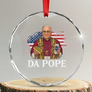 Funny Da Pope America Chicago Leo XIV Crystal Glass Ornament Hotdog And Beer TS11 Transparent Glass 3'' Circle Print Your Wear