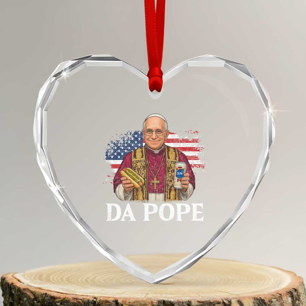 Funny Da Pope America Chicago Leo XIV Heart Crystal Glass Ornament Hotdog And Beer TS11 Transparent Glass 3'' Heart Print Your Wear