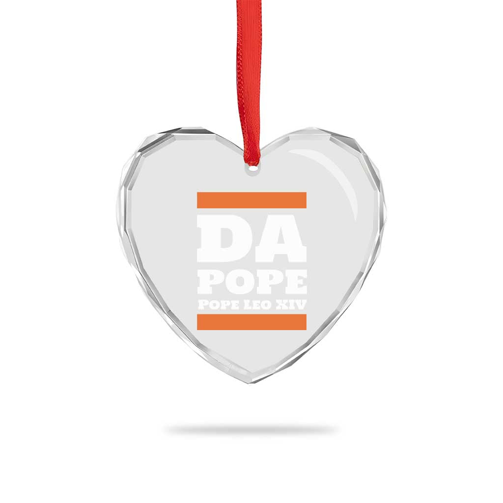 Funny Da Pope From America Chicago Pope Leo XIV Heart Crystal Glass Ornament TS11 Print Your Wear