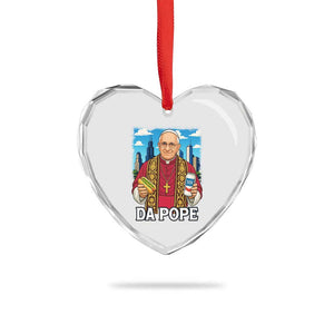 Funny Da Pope Leo XIV Heart Crystal Glass Ornament 267th Pope Chicago Hot Dog and Beer TS02 Print Your Wear