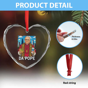 Funny Da Pope Leo XIV Heart Crystal Glass Ornament 267th Pope Chicago Hot Dog and Beer TS02 Print Your Wear