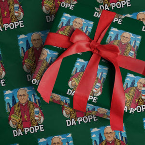 Funny Da Pope Leo XIV Wrapping Paper Roll 267th Pope Chicago Hot Dog and Beer TS02 Green Print Your Wear