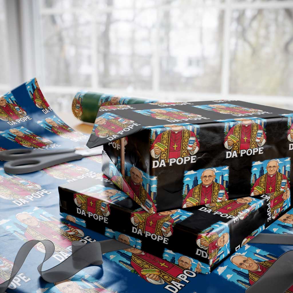 Funny Da Pope Leo XIV Wrapping Paper Roll 267th Pope Chicago Hot Dog and Beer TS02 Black Print Your Wear