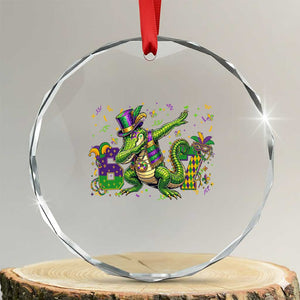 Funny Dabbing Alligator 67 Mardi Gras Six Seven Meme Crystal Glass Ornament TS11 Transparent Glass 3'' Circle Print Your Wear