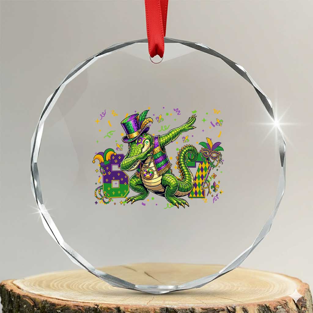 Funny Dabbing Alligator 67 Mardi Gras Six Seven Meme Crystal Glass Ornament TS11 Transparent Glass 3'' Circle Print Your Wear