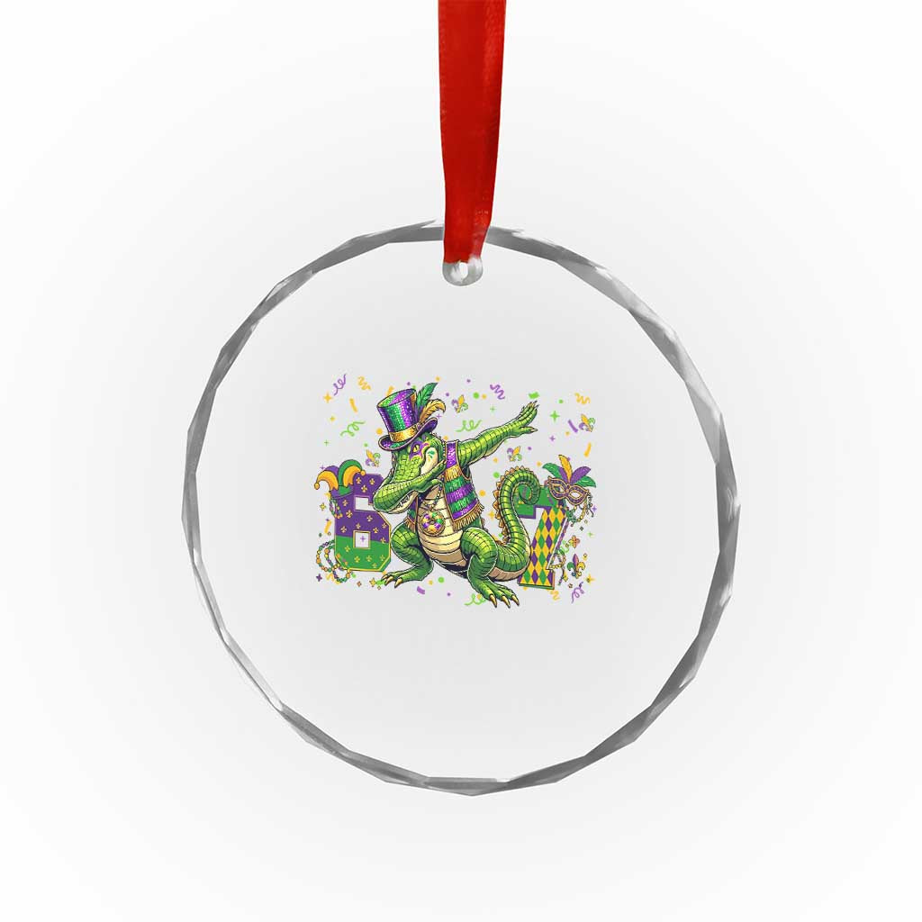 Funny Dabbing Alligator 67 Mardi Gras Six Seven Meme Crystal Glass Ornament TS11 Print Your Wear