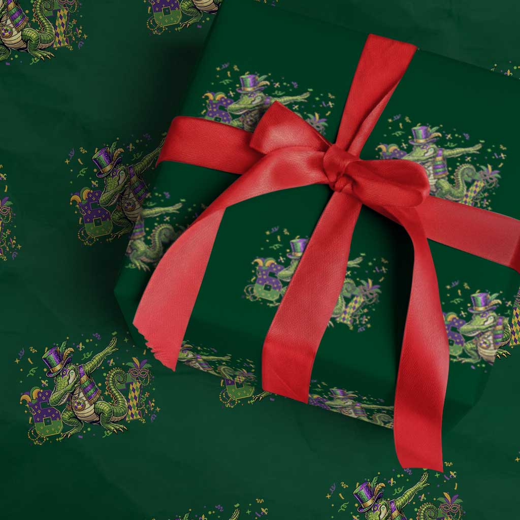 Funny Dabbing Alligator 67 Mardi Gras Six Seven Meme Wrapping Paper Roll TS11 Green Print Your Wear