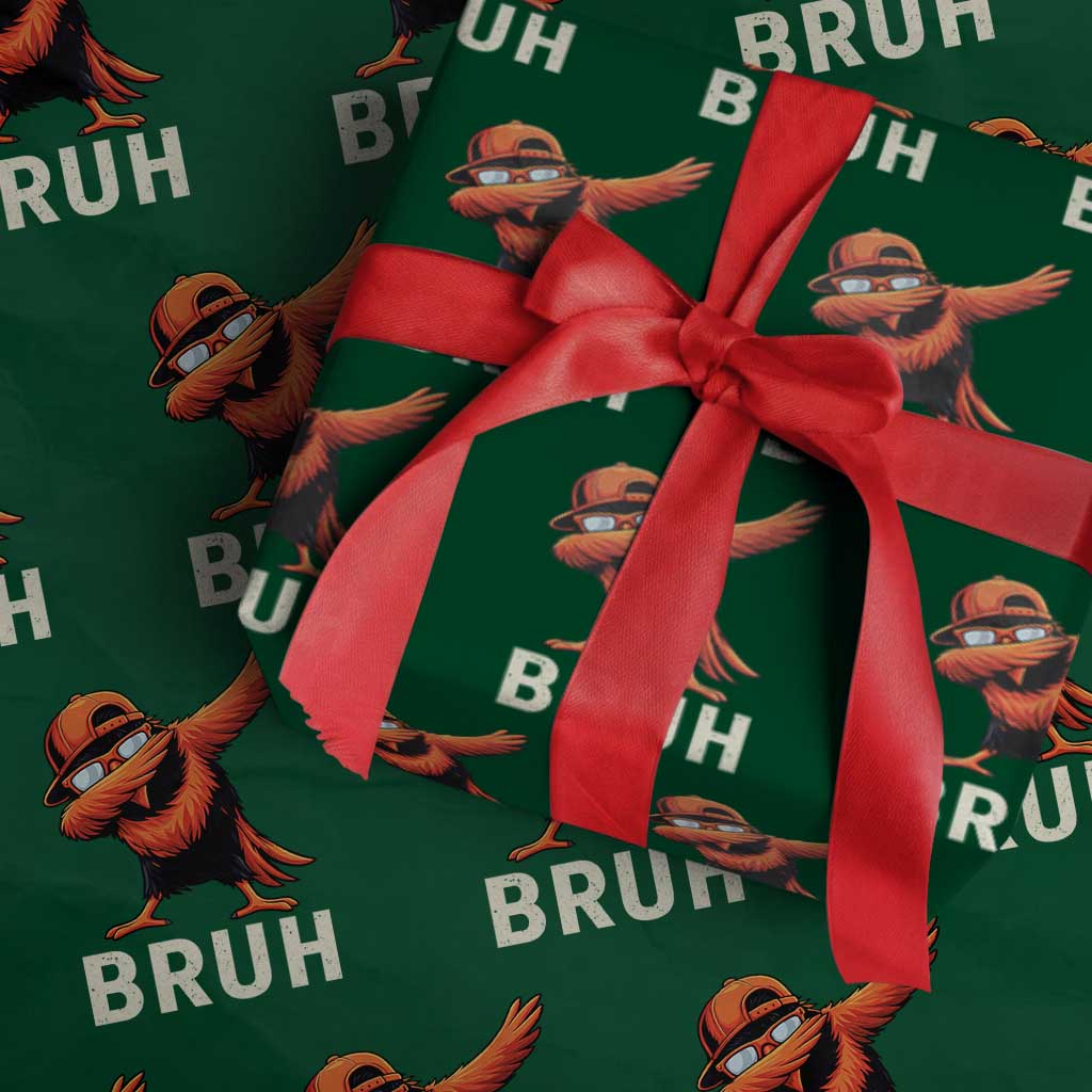 Funny Dabbing Oriole Bird Bruh Wrapping Paper Roll Cool Game Day Sports Fan TS02 Green Print Your Wear