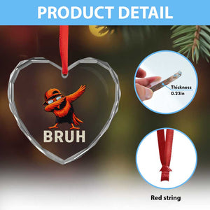 Funny Dabbing Oriole Bird Bruh Heart Crystal Glass Ornament Cool Game Day Sports Fan TS02 Print Your Wear
