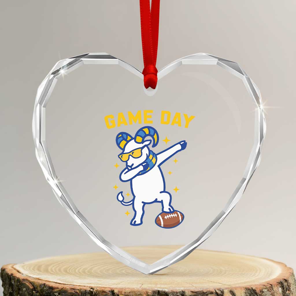 Funny Dabbing Ram Heart Crystal Glass Ornament Los Angeles Sports Fan Gift TS12 Transparent Glass 3'' Heart Print Your Wear