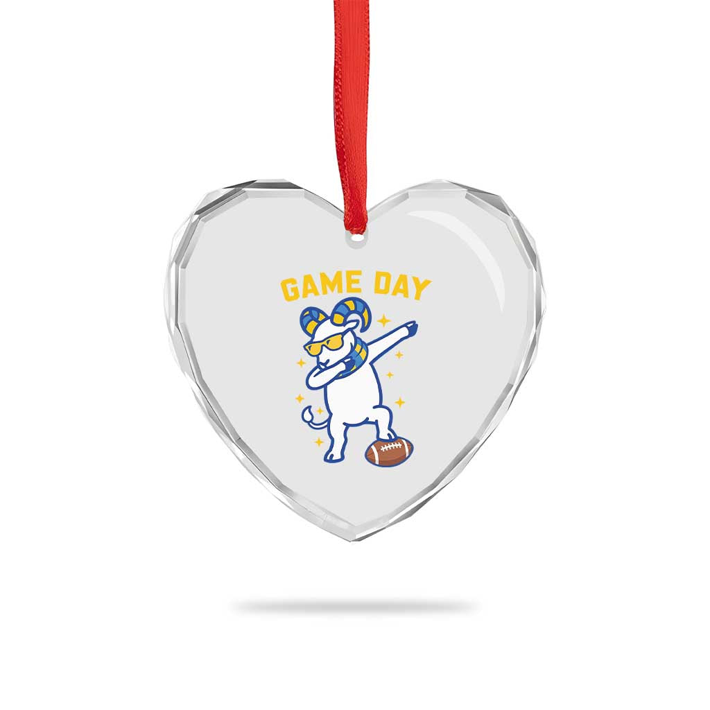 Funny Dabbing Ram Heart Crystal Glass Ornament Los Angeles Sports Fan Gift
