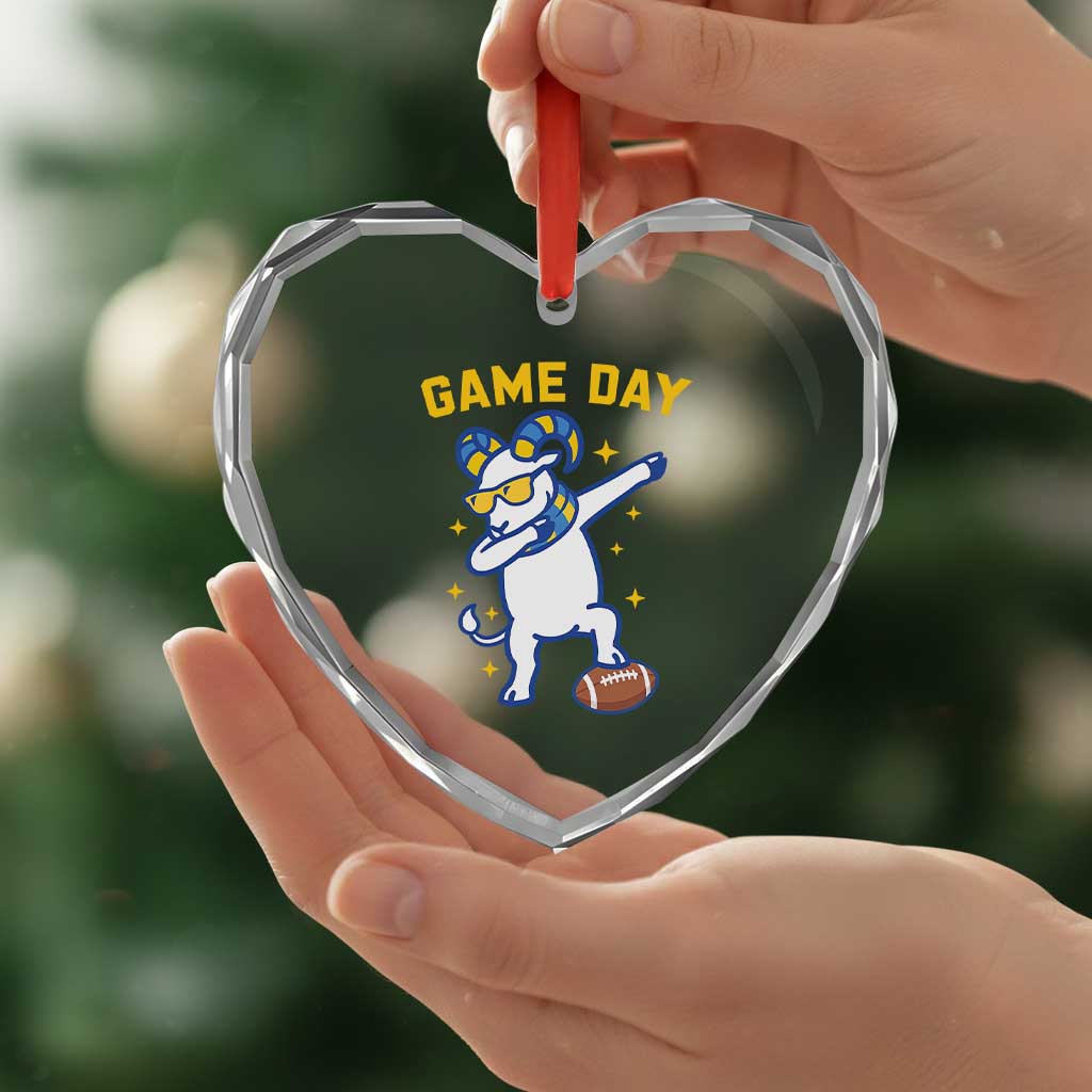 Funny Dabbing Ram Heart Crystal Glass Ornament Los Angeles Sports Fan Gift