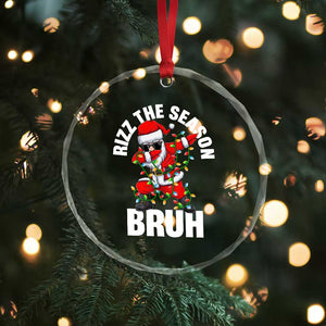 Funny Dabbing Santa Rizz Xmas Crystal Glass Ornament Rizz The Season Bruh Xmas Lights TS02 Print Your Wear