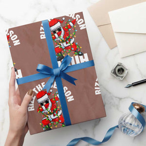 Funny Dabbing Santa Rizz Xmas Wrapping Paper Roll Rizz The Season Bruh Xmas Lights TS02 Mocha Print Your Wear