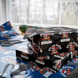 Funny Dabbing Santa Rizz Xmas Wrapping Paper Roll Rizz The Season Bruh Xmas Lights TS02 Black Print Your Wear