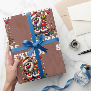 Funny Dabbing Santa Rizz Xmas Wrapping Paper Roll Skibidi Rizzmas Xmas Lights TS02 Mocha Print Your Wear