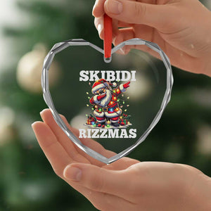 Funny Dabbing Santa Rizz Xmas Heart Crystal Glass Ornament Skibidi Rizzmas Xmas Lights TS02 Print Your Wear