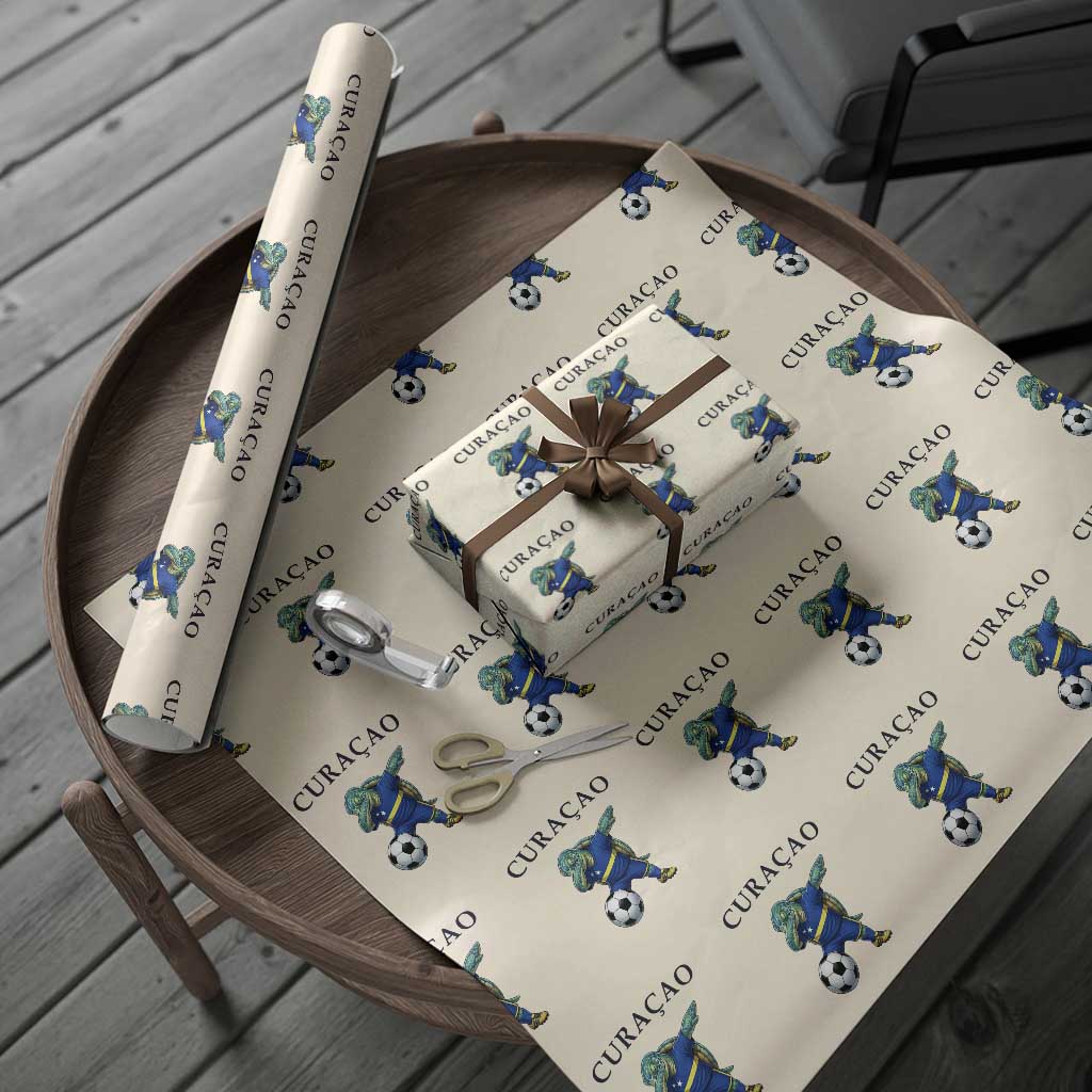 Funny Dabbing Sea Turtle Curaçao Soccer Fan Wrapping Paper Roll Caribbean Pride Graphic