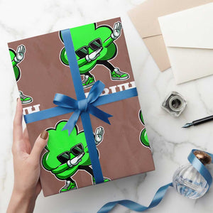 Funny Dabbing Shamrock Wrapping Paper Roll Bruh St. Patrick's Day TS02 Mocha Print Your Wear
