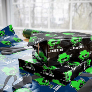 Funny Dabbing Shamrock Wrapping Paper Roll Bruh St. Patrick's Day TS02 Black Print Your Wear