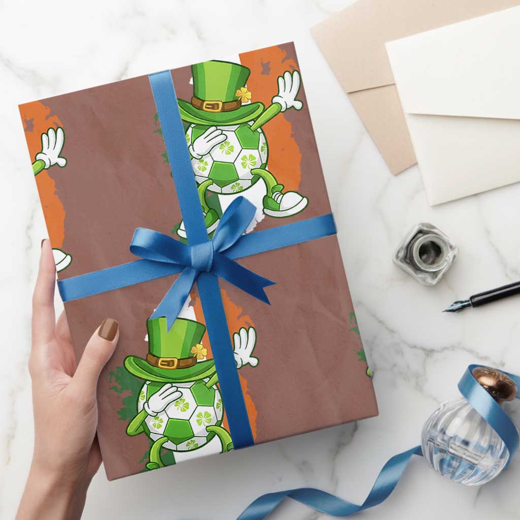 Funny Dabbing Soccer Ball Wrapping Paper Roll St Patricks Day TS12 Mocha Print Your Wear