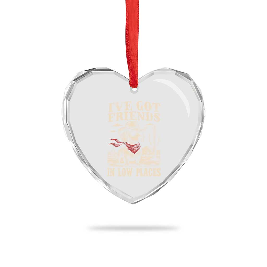 Funny Dachshund Cowboy Heart Crystal Glass Ornament Ive Got Friends In Low Places TS10 Print Your Wear