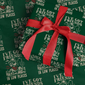 Funny Dachshund Cowboy Wrapping Paper Roll Ive Got Friends In Low Places TS10 Green Print Your Wear
