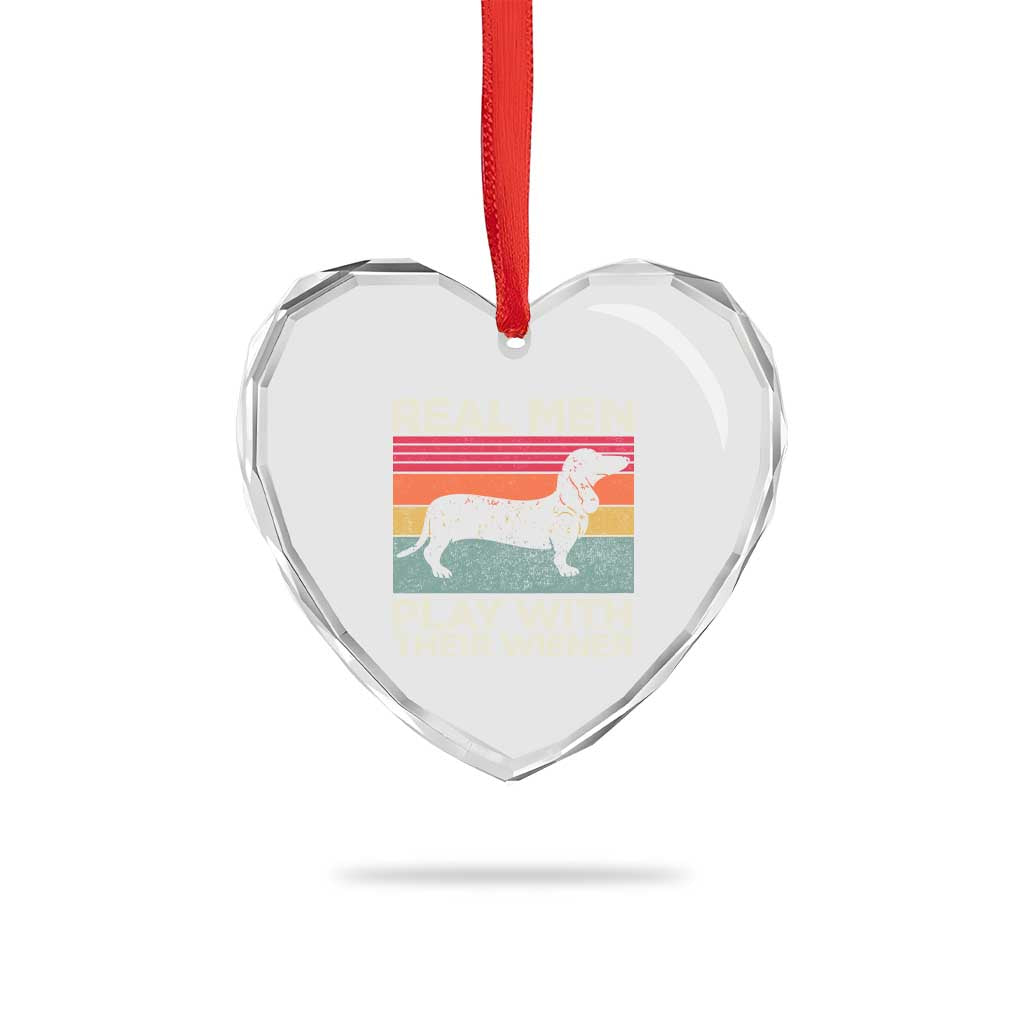 Funny Dachshund Dad Heart Crystal Glass Ornament Retro Real Men Play With Their Wiener Dog Dad Gag Gift TS10 Print Your Wear