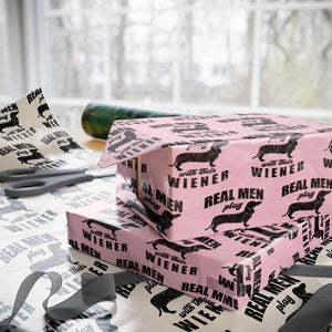 Funny Dachshund Dad Wrapping Paper Roll Real Men Play With Their Wiener Dog Dad Gag Gift TS10 Light Pink Print Your Wear