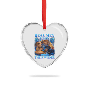 Funny Dachshund Dog Dad Heart Crystal Glass Ornament Real Men Play With Their Wiener Funny Offensive TS10 Print Your Wear
