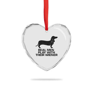 Funny Dachshund Dog Dad Heart Crystal Glass Ornament Real Men Play With Their Wiener Pet Father Gag Gift TS10 Print Your Wear