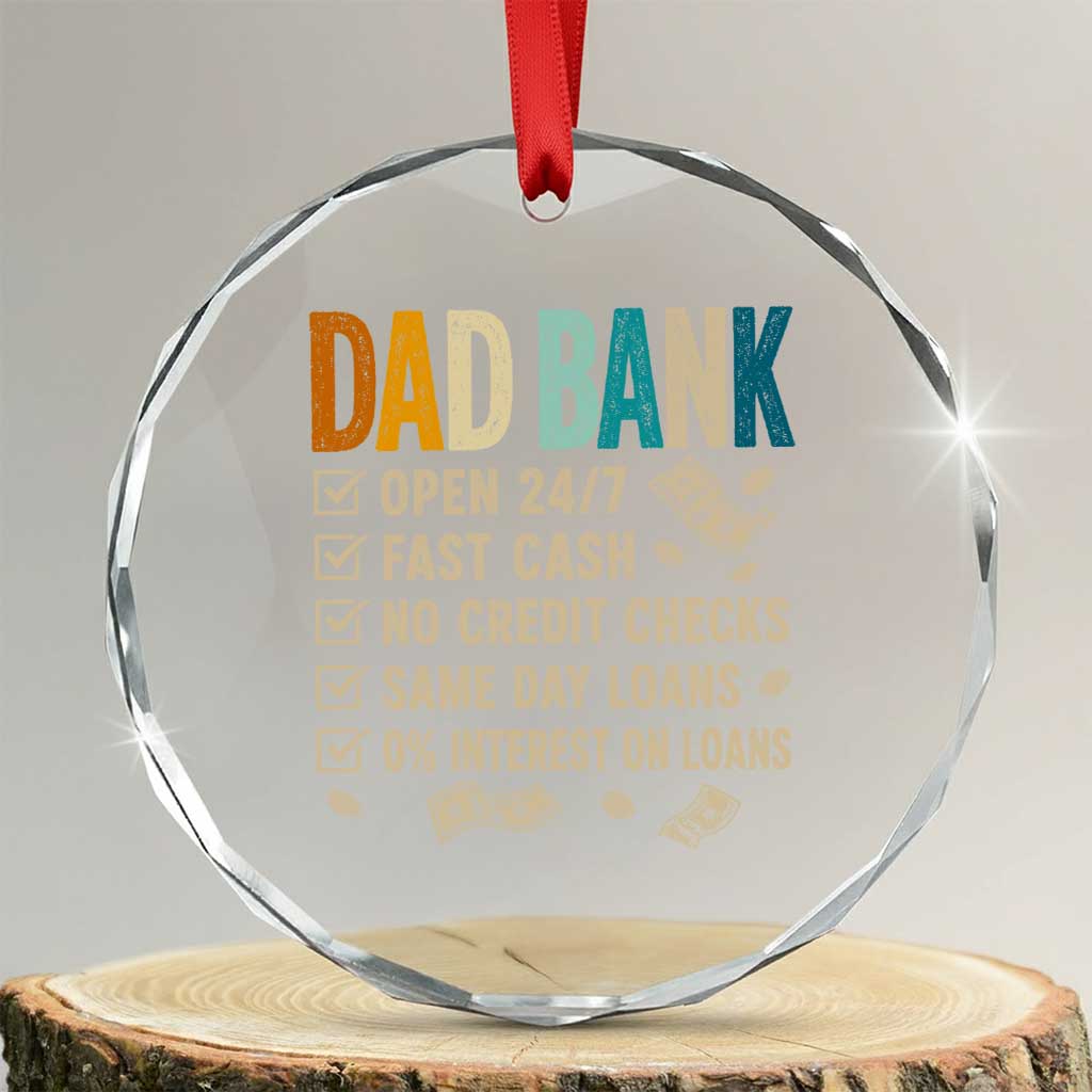 Funny Dad Crystal Glass Ornament Retro Dad Bank Fathers Day TS10 Transparent Glass 3'' Circle Print Your Wear