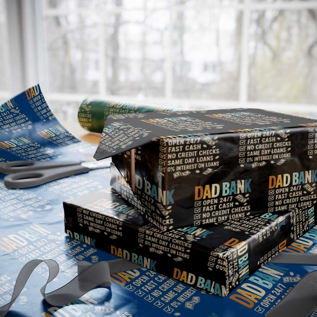 Funny Dad Wrapping Paper Roll Retro Dad Bank Fathers Day