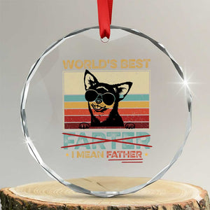 Funny Dad Dog Crystal Glass Ornament Fathers Day World's Best Farter I Mean Father TS10 Transparent Glass 3'' Circle Print Your Wear