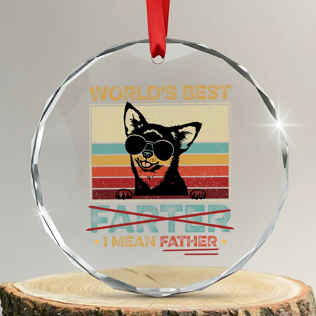 Funny Dad Dog Crystal Glass Ornament Fathers Day World's Best Farter I Mean Father TS10 Transparent Glass 3'' Circle Print Your Wear