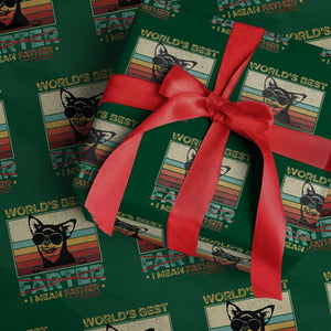 Funny Dad Dog Wrapping Paper Roll Fathers Day World's Best Farter I Mean Father TS10 Green Print Your Wear